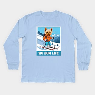 Yorkipoo Ski Bum Kids Long Sleeve T-Shirt